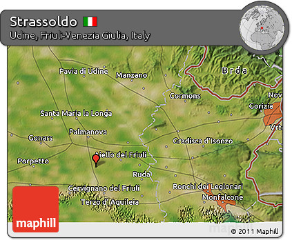 Satellite 3D Map of Strassoldo