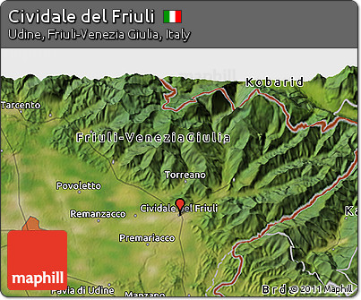 Satellite 3D Map of Cividale Del Friuli