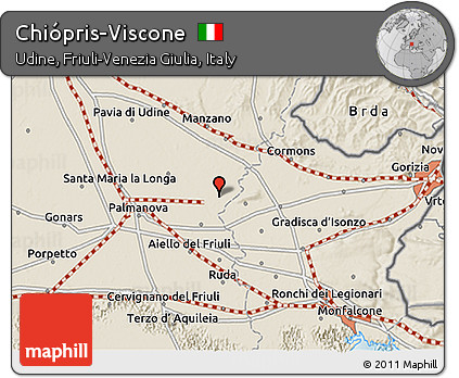 Shaded Relief 3D Map of Chiópris-Viscone