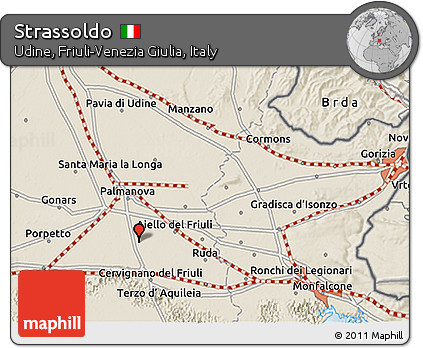 Shaded Relief 3D Map of Strassoldo