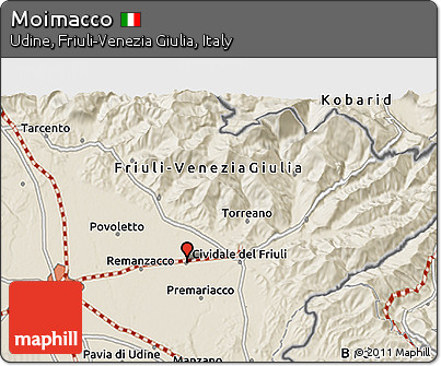 Shaded Relief 3D Map of Moimacco