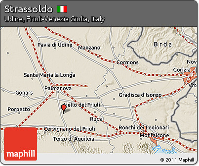 Shaded Relief 3D Map of Strassoldo