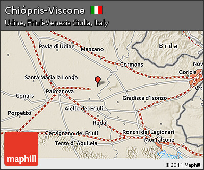Shaded Relief 3D Map of Chiópris-Viscone