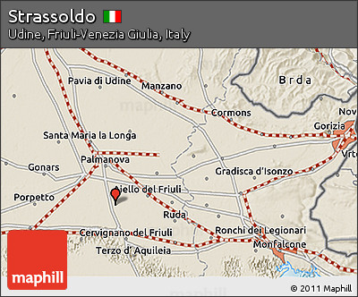 Shaded Relief 3D Map of Strassoldo