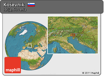 Satellite Location Map of Koševnik