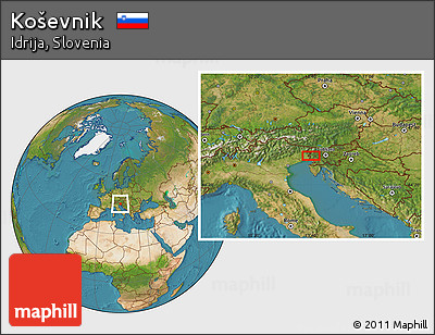 Satellite Location Map of Koševnik