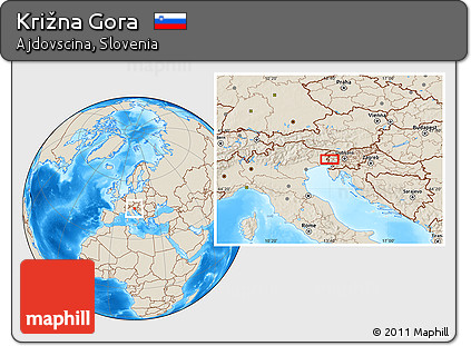 Shaded Relief Location Map of Križna Gora