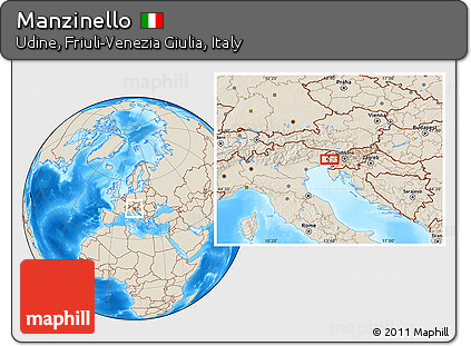Shaded Relief Location Map of Manzinello