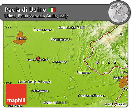 Physical Map of Pavia Di Udine