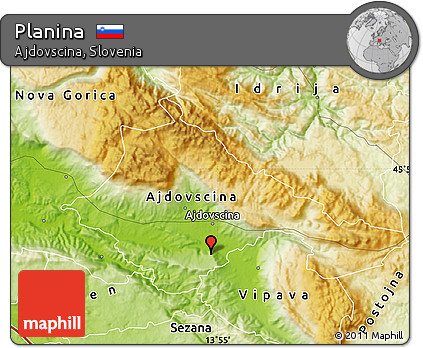 Physical Map of Planina