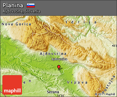 Physical Map of Planina