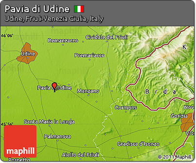 Physical Map of Pavia Di Udine