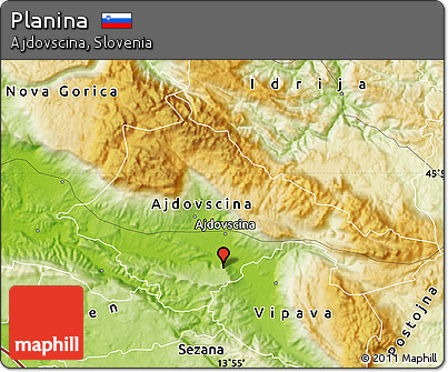 Physical Map of Planina