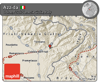 Shaded Relief Map of Azzida