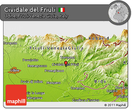 Physical Panoramic Map of Cividale Del Friuli