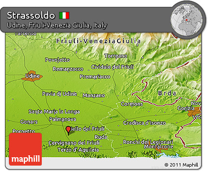 Physical Panoramic Map of Strassoldo