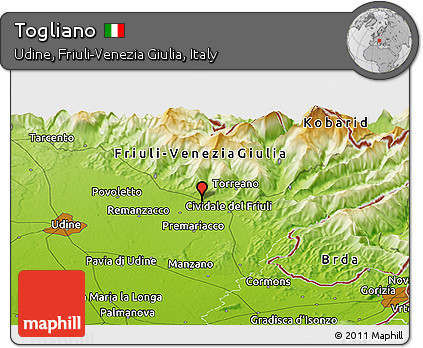 Physical Panoramic Map of Togliano