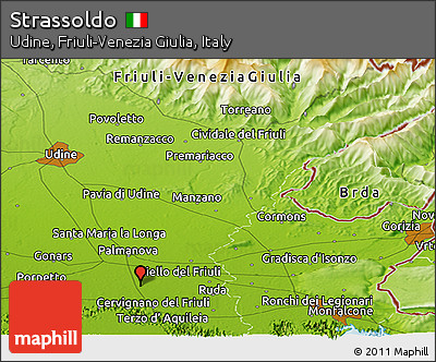 Physical Panoramic Map of Strassoldo