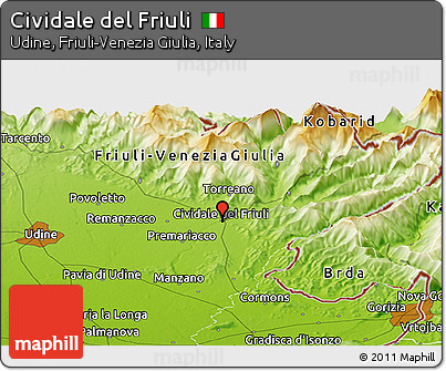 Physical Panoramic Map of Cividale Del Friuli