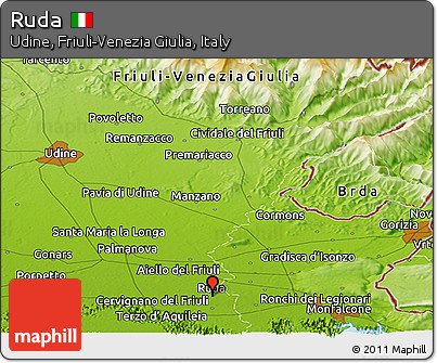 Physical Panoramic Map of Ruda
