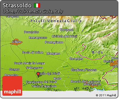 Physical Panoramic Map of Strassoldo