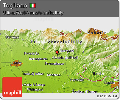 Physical Panoramic Map of Togliano