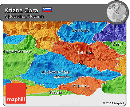 Political Panoramic Map of Križna Gora