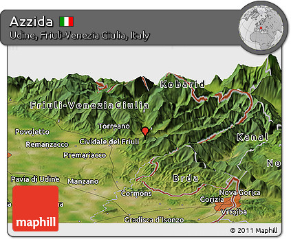 Satellite Panoramic Map of Azzida