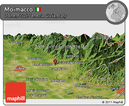Satellite Panoramic Map of Moimacco