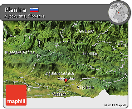 Satellite Panoramic Map of Planina