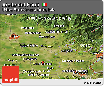 Satellite Panoramic Map of Aiello Del Friuli