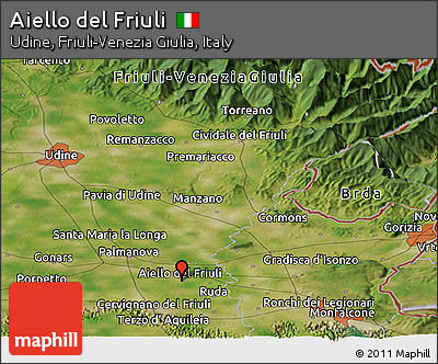 Satellite Panoramic Map of Aiello Del Friuli