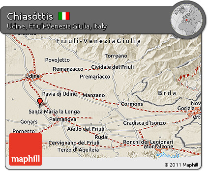 Shaded Relief Panoramic Map of Chiasóttis