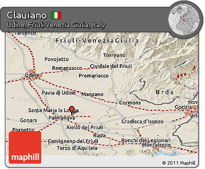 Shaded Relief Panoramic Map of Clauiano