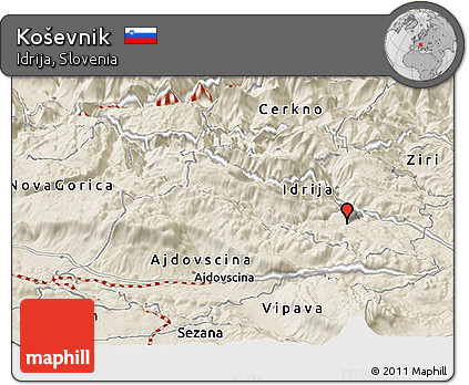 Shaded Relief Panoramic Map of Koševnik