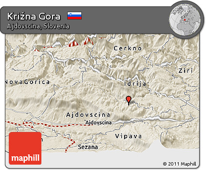 Shaded Relief Panoramic Map of Križna Gora