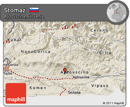 Shaded Relief Panoramic Map of Stomaž