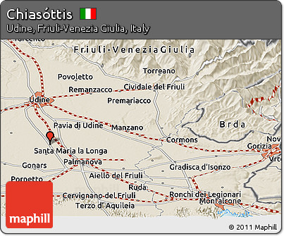Shaded Relief Panoramic Map of Chiasóttis