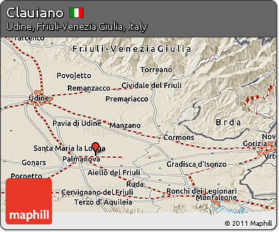 Shaded Relief Panoramic Map of Clauiano
