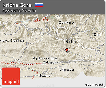 Shaded Relief Panoramic Map of Križna Gora