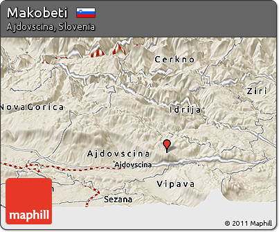 Shaded Relief Panoramic Map of Makobeti