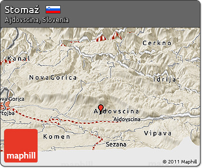 Shaded Relief Panoramic Map of Stomaž