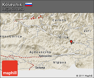 Shaded Relief Panoramic Map of Koševnik