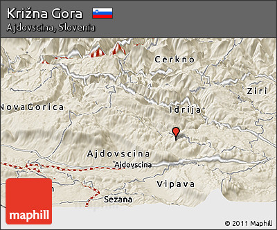 Shaded Relief Panoramic Map of Križna Gora