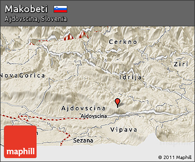Shaded Relief Panoramic Map of Makobeti