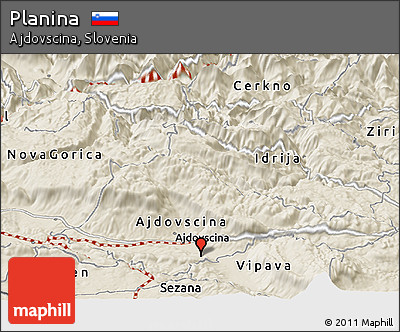 Shaded Relief Panoramic Map of Planina