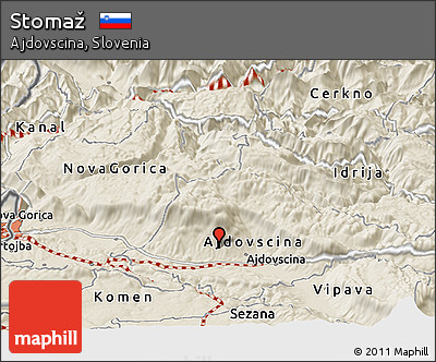 Shaded Relief Panoramic Map of Stomaž