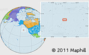 Political Location Map of the area around 46° 1' 3" N, 140° 10' 30" W