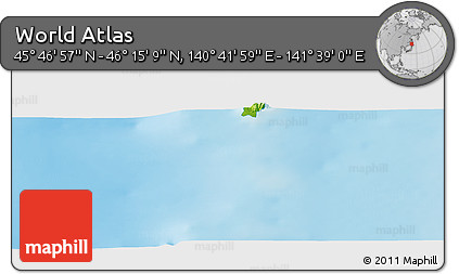 Physical Panoramic Map of the Area around 46° 1' 3" N, 141° 10' 30" E