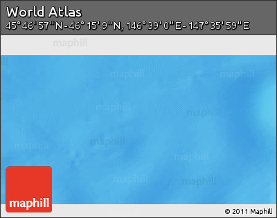 Physical 3D Map of the Area around 46° 1' 3" N, 147° 7' 30" E